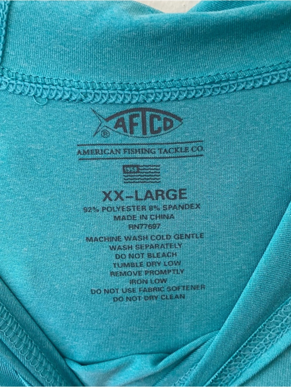 Aftco Men's 2XL Aqua Blue Hooded Performance Fishing Shirt Long Sleeve UPF - Picture 4 of 6